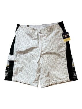NWT Authentic U.S. Apparel Mens Swim Trunks Board Shorts Large White